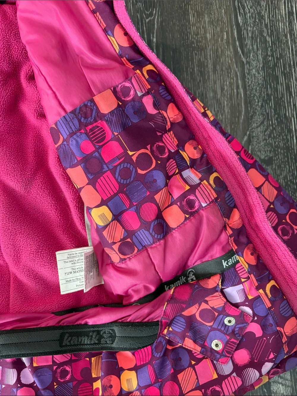 Kamik Girls' Multicolor Pink & Purple Geometric Puffer Jacket